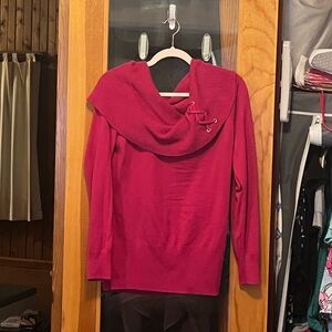 New York & Co. cowl neck sweater fuschia size L